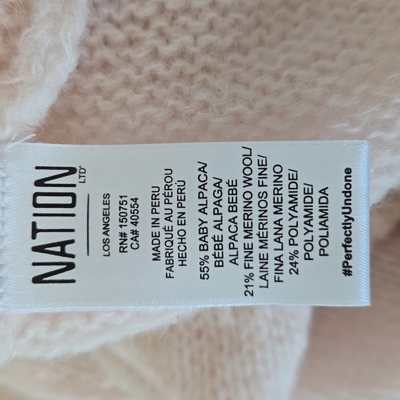 Nation LTD Lara Puff Shoulder V-Neck Sweater in Baby's Breath Size XL NEW - Picture 8 of 10